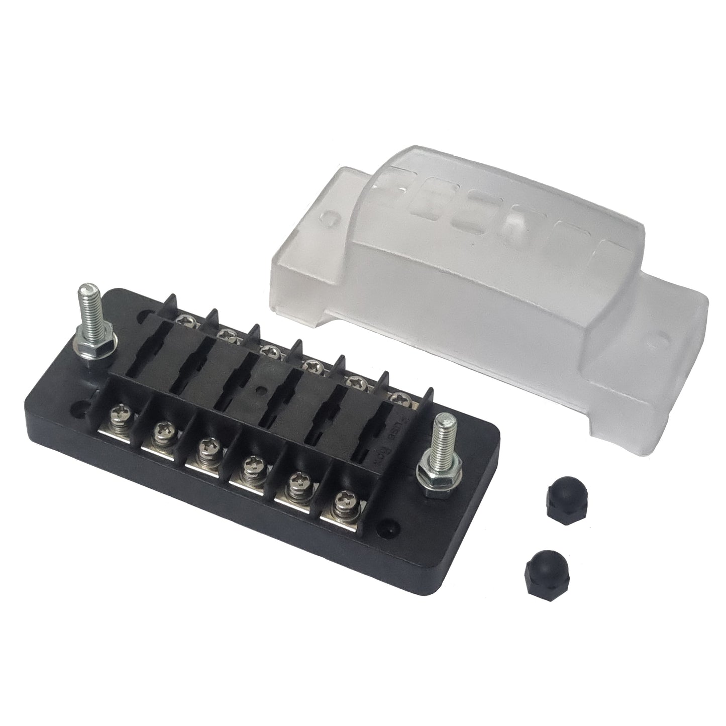 6 Way Fuse Block Box with Negative Bus Bar - Screw Terminals
