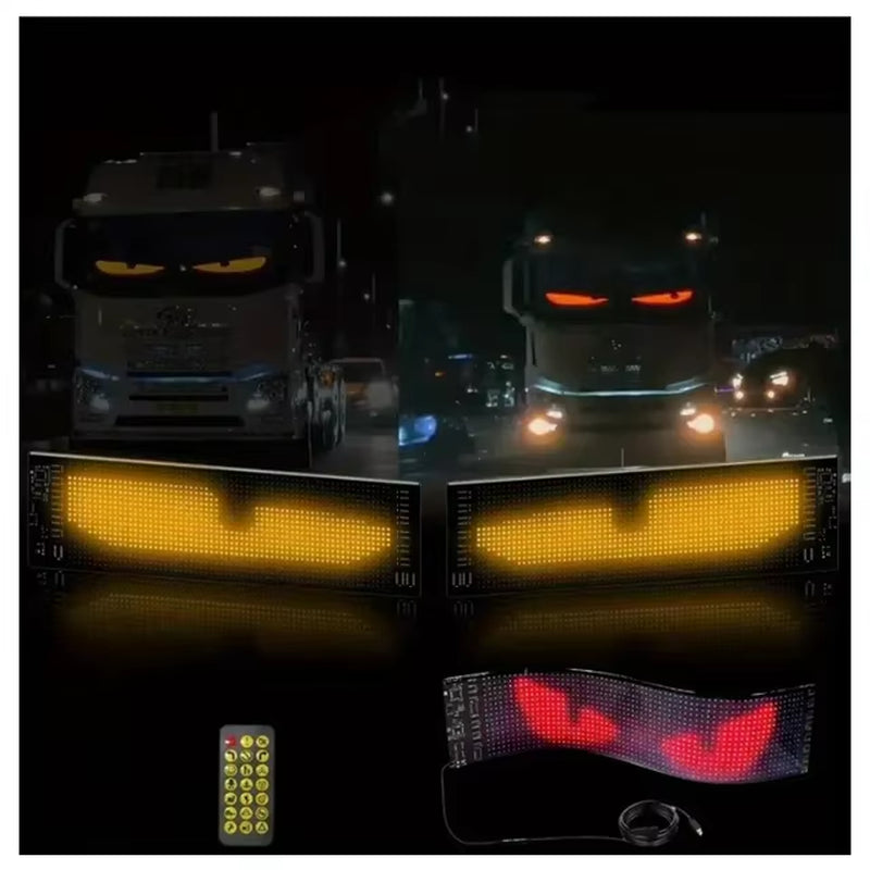 16*32 64*20 96*20 Car Windshield LED Screen DIY Indicator Light Devil'S Eye App Remote Control Animated Eyes for Cars Truck Led