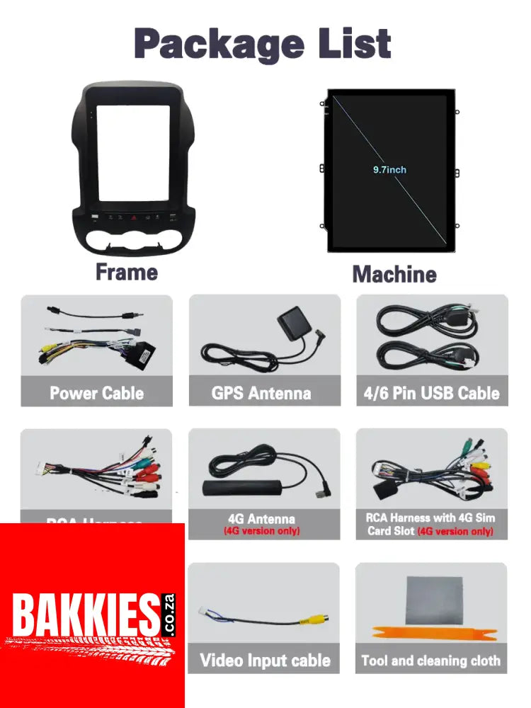 9.7 Inch for Ford Ranger 3 2011 2012 2013 2014 2015 Android14 Car Radio Carplay Multimedia Video Player Navigation Stereo 2Din