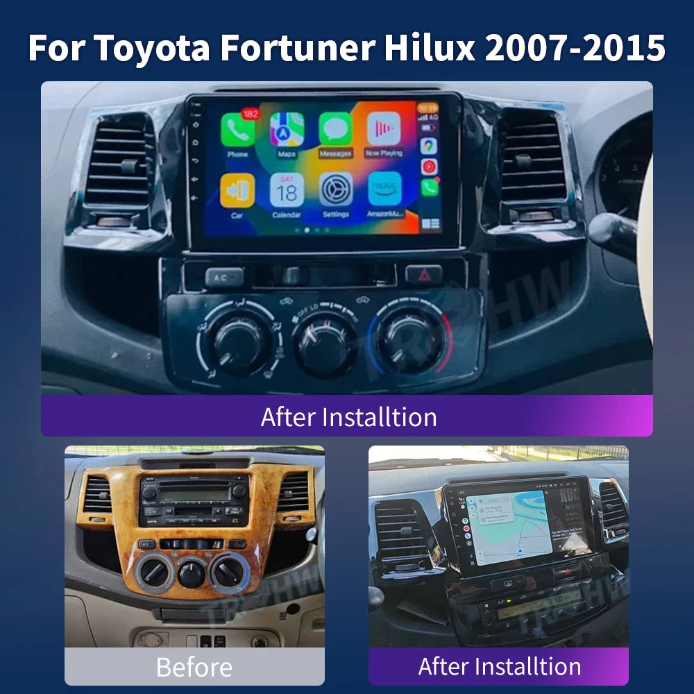 For Toyota Fortuner HILUX Revo Vigo 2007-2015 Multimedia Video Player Stereo GPS Android 13 2Din Carplay Car Radio