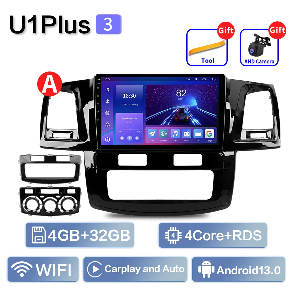 For Toyota Fortuner HILUX Revo Vigo 2007-2015 Multimedia Video Player Stereo GPS Android 13 2Din Carplay Car Radio