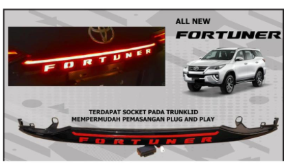 Toyota Fortuner GD6 2016-2023 Trunk lid Garnish smoke with red lettering
