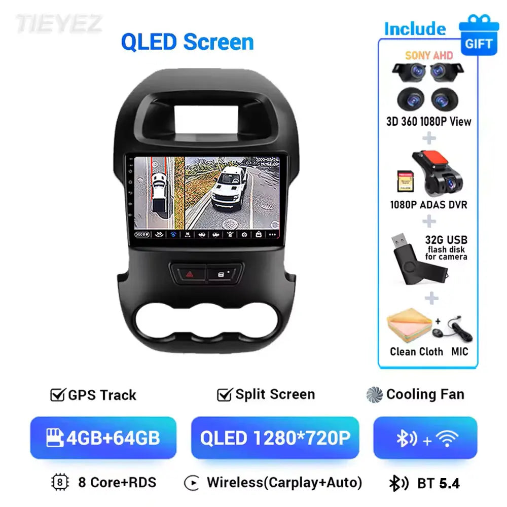 Ford Ranger T6 2011-2016 Touch Screen Radio with Carplay & Android 15