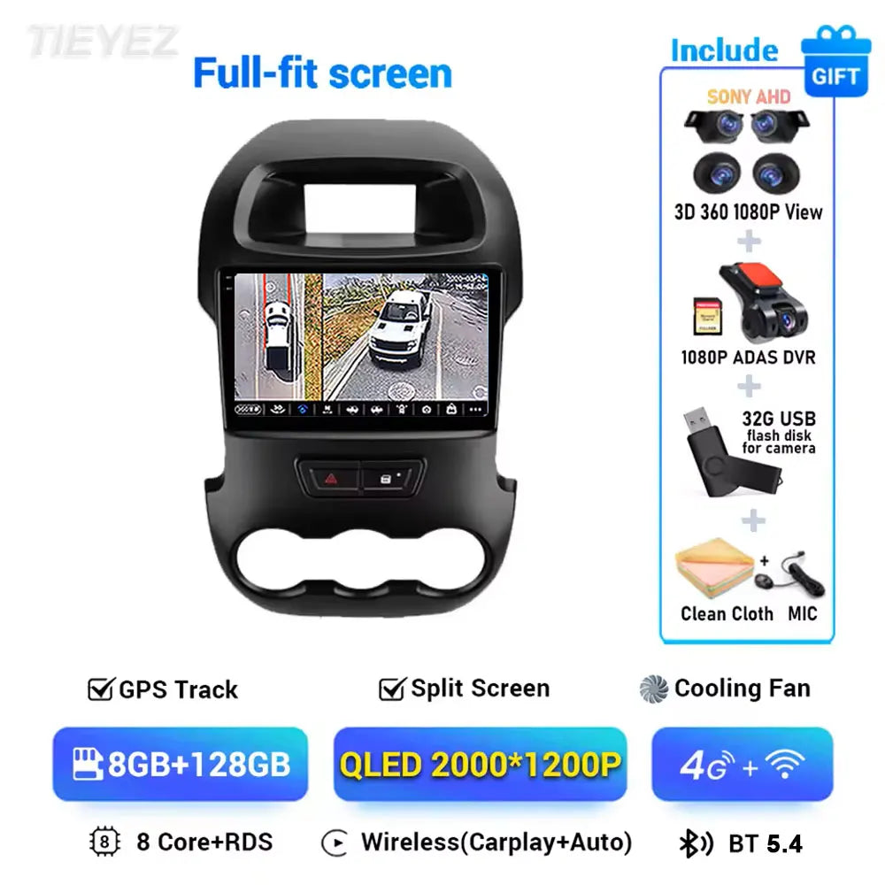 Ford Ranger T6 2011-2016 Touch Screen Radio with Carplay & Android 15