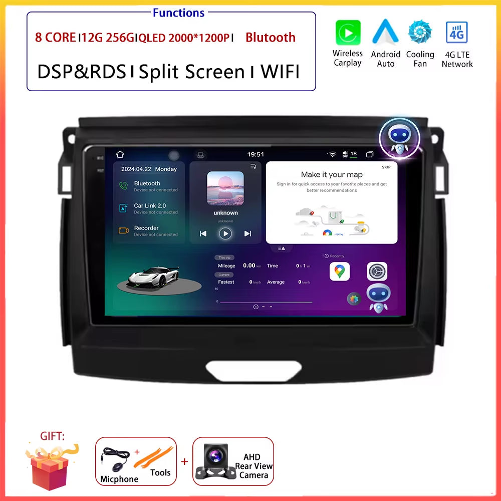 9" Android Auto for Ford Ranger Everest T6 2015 - 2020 Autoradio Carplay DSP Navigation GPS Car Radio Video Multimedia Player