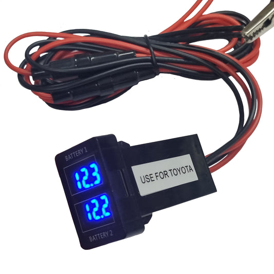 Toyota Dual Voltmeter 32x20mm - Blue / Red LED (Optional)