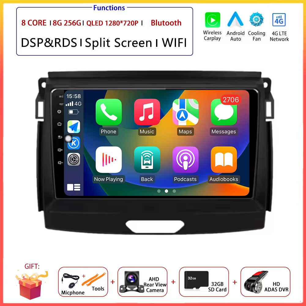 9" Android Auto for Ford Ranger Everest T6 2015 - 2020 Autoradio Carplay DSP Navigation GPS Car Radio Video Multimedia Player