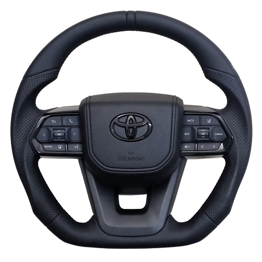LC300 Toyota Hilux,  Land Cruiser 70 Series Full Leather Steering Wheel Sport - Black