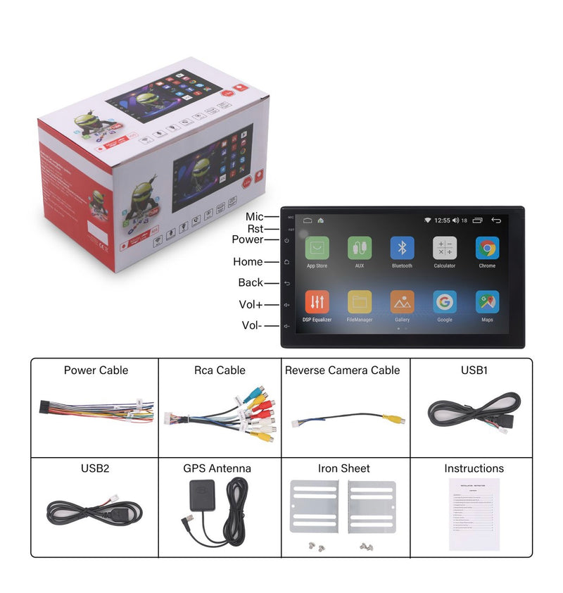 Universal, 7" HD Wireless Car Play GPS Touchscreen - Free reverse camera