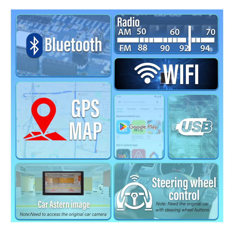 Universal, 7" HD Wireless Car Play GPS Touchscreen - Free reverse camera