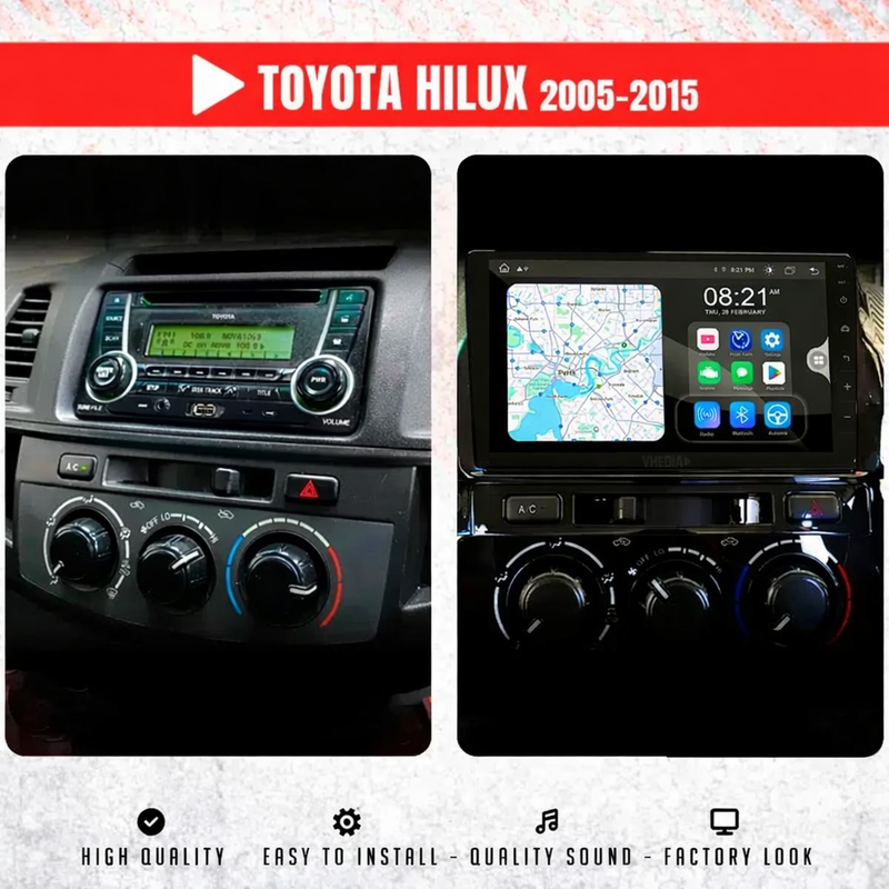 Toyota Hilux & Fortuner D4D (2005–2015) | Wireless CarPlay, Android Auto & Reverse Camera