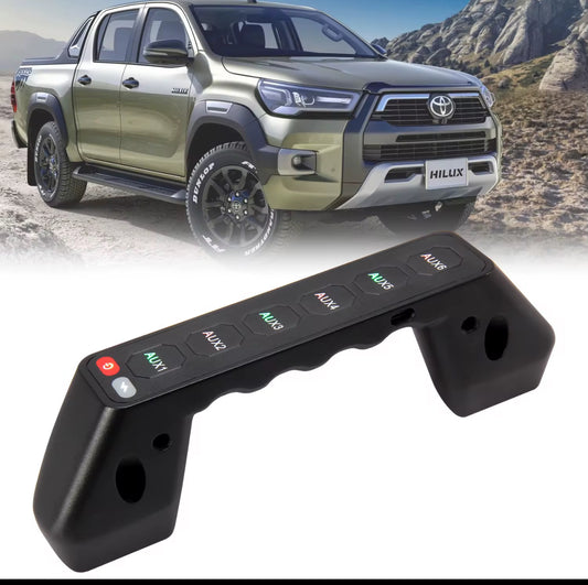 Toyota Hilux 6-Gang Wireless Grab Handle Switch Panel IP65 Waterproof 80A Diecast Aluminum for Hilux a Pillar