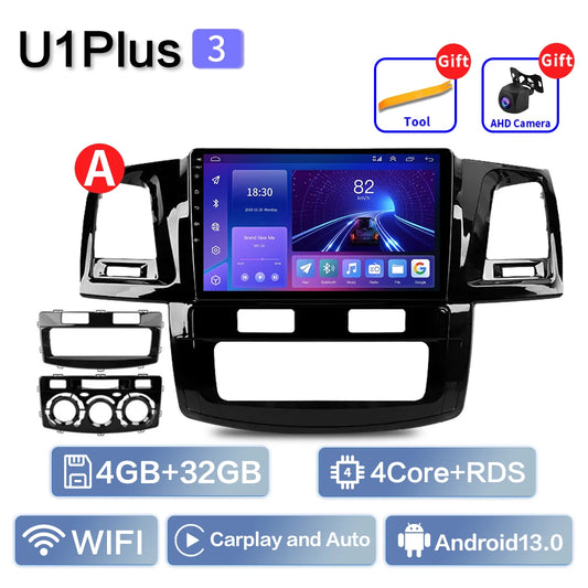 For Toyota Fortuner HILUX Revo Vigo 2007-2015 Multimedia Video Player Stereo GPS Android 13 2Din Carplay Car Radio