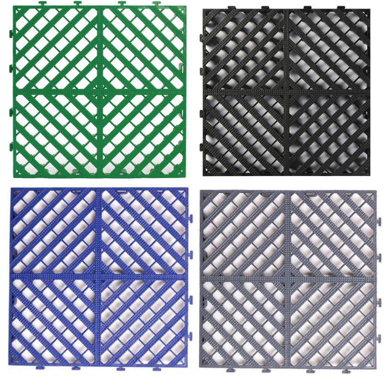 SET OF X4  -  Showroom/Garage Interlocking Watershed tiles - 400mm x 400mm x 30mm