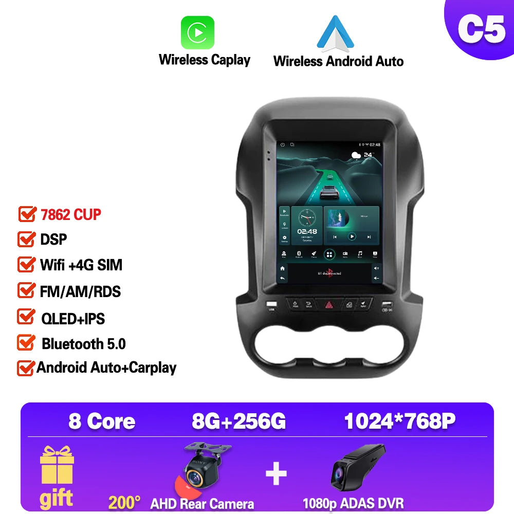 9.7 Inch for Ford Ranger 3 2011 2012 2013 2014 2015 Android14 Car Radio Carplay Multimedia Video Player Navigation Stereo 2Din