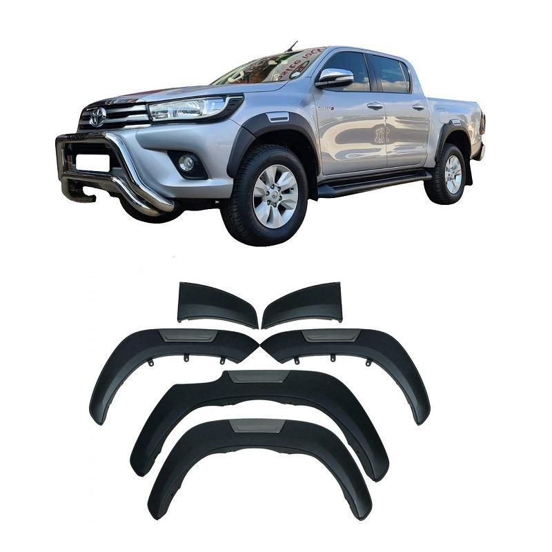 Toyota Hilux Rocco Style Fender Flares Wheel Arches  with Grey Insert (Fits 2016 - 2020 ) model Hilux)