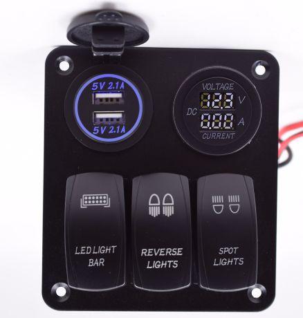 3 Gang Switch Panel with 5 Pin Rocker Switches