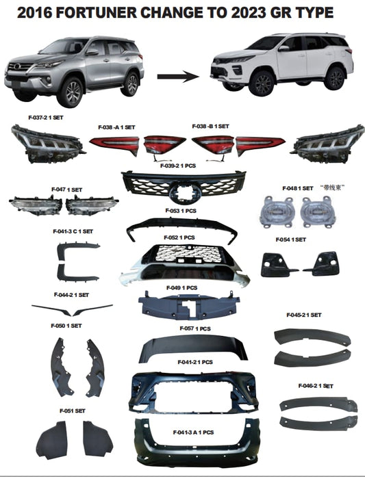 Toyota Fortuner (2016 - 2019) to 2023 Fortuner GR upgrade kit