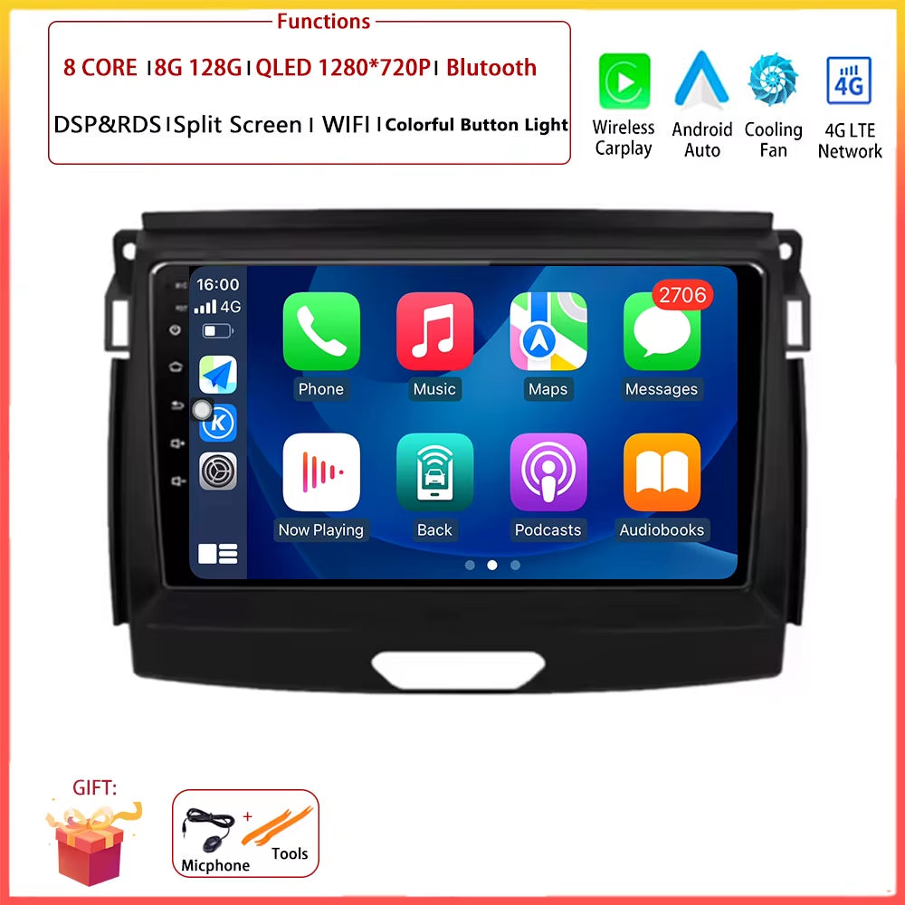 9" Android Auto for Ford Ranger Everest T6 2015 - 2020 Autoradio Carplay DSP Navigation GPS Car Radio Video Multimedia Player