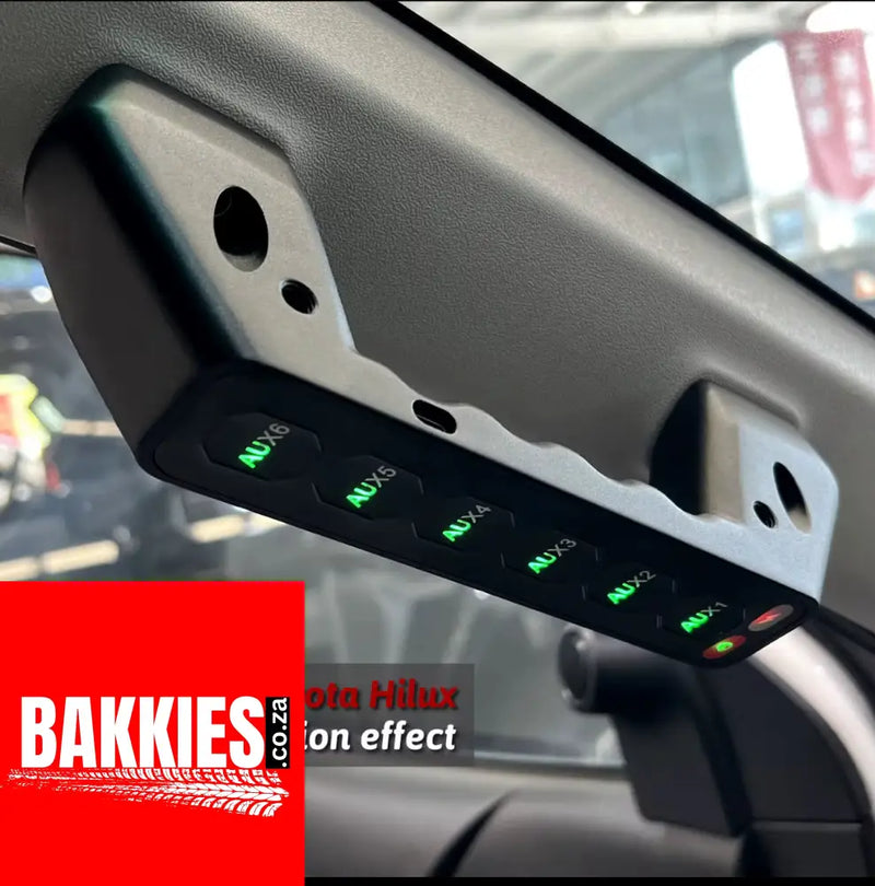 Toyota Hilux 6-Gang Wireless Grab Handle Switch Panel IP65 Waterproof 80A Diecast Aluminum for Hilux a Pillar Hilux